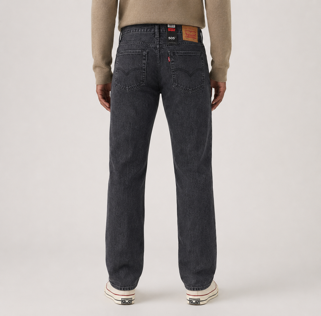 Washed Black Straight-Fit Jeans