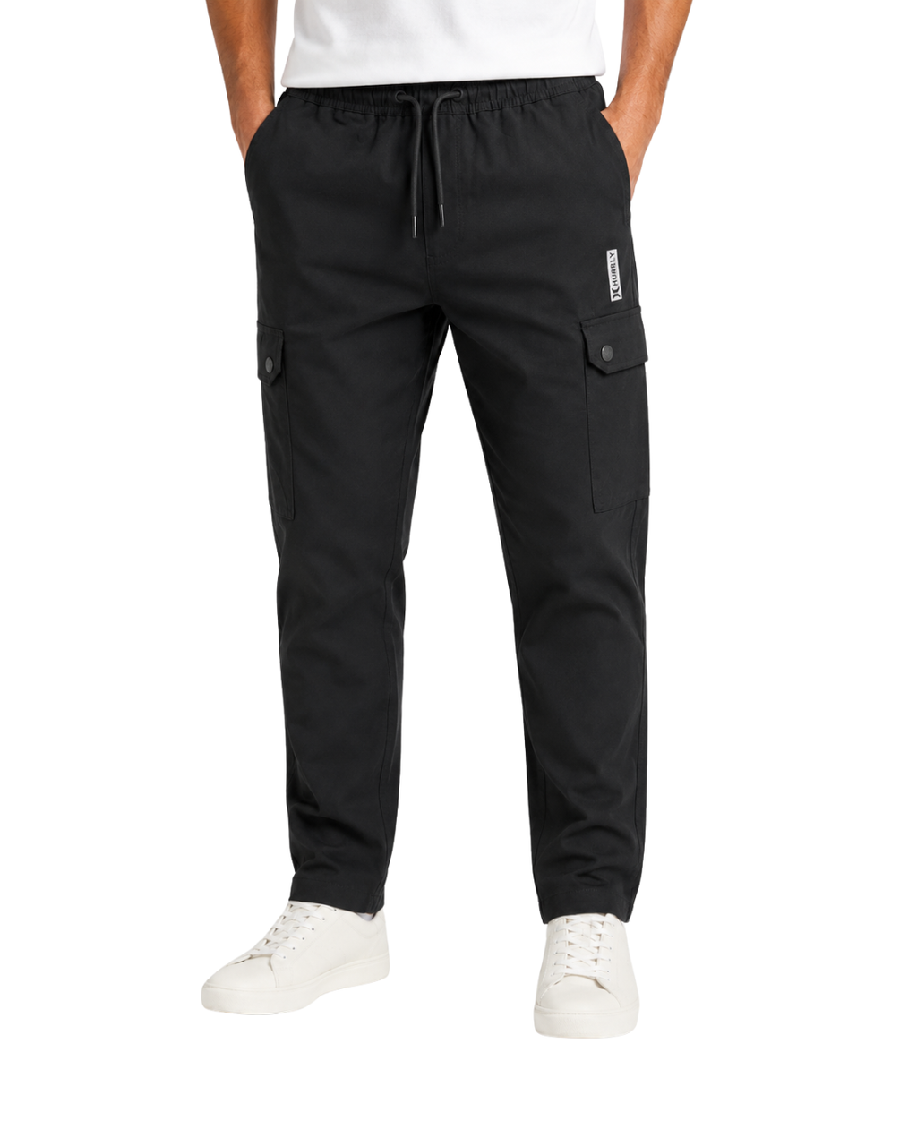 Men’s Black Cargo Jogger Trouser with Elastic Waist & Side Pockets