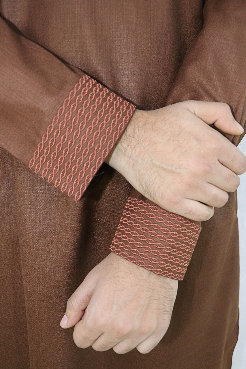 Men’s Brown Clssic Embroidered Punjabi Taqwdeer-3