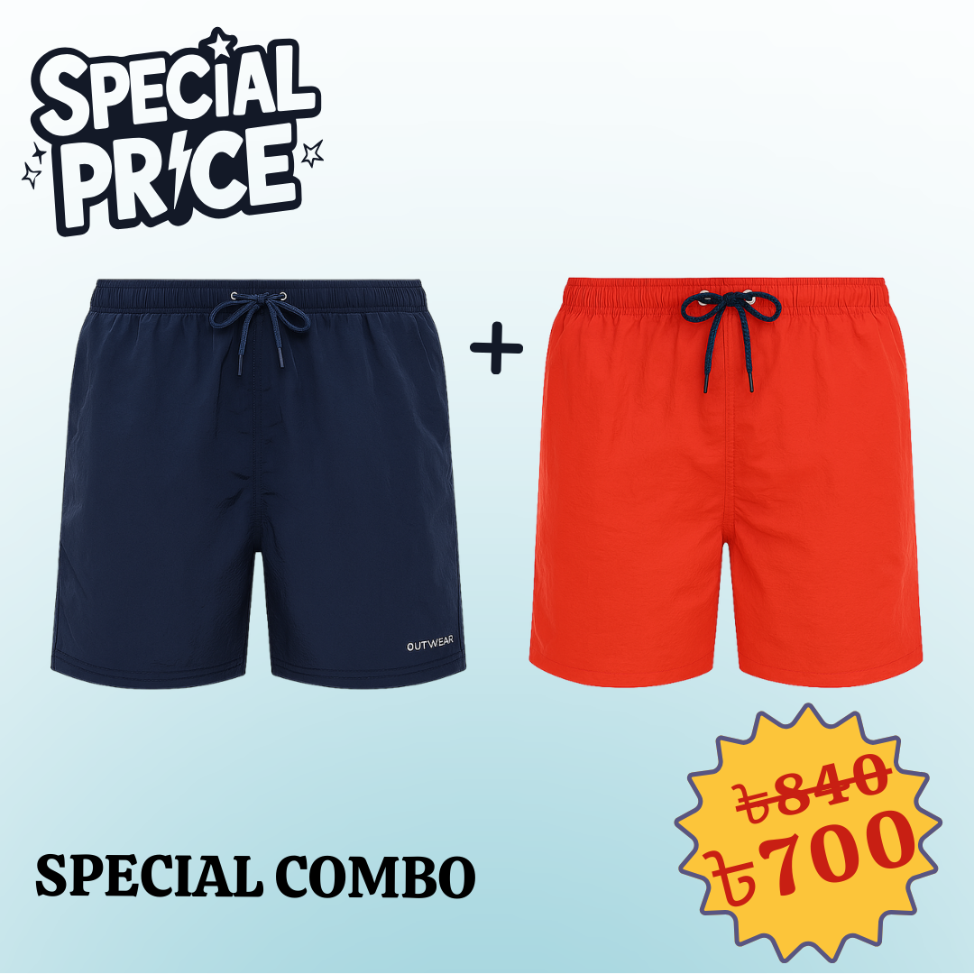 Swim Shorts Orange And Navy  2pcs Combo