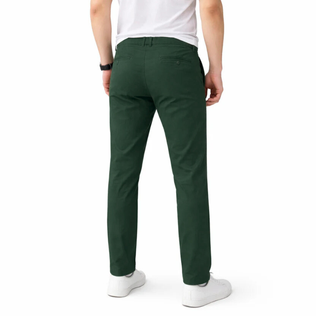 Men’s Slim Fit Olive Green Stretch Chinos – Modern Smart Casual Trousers
