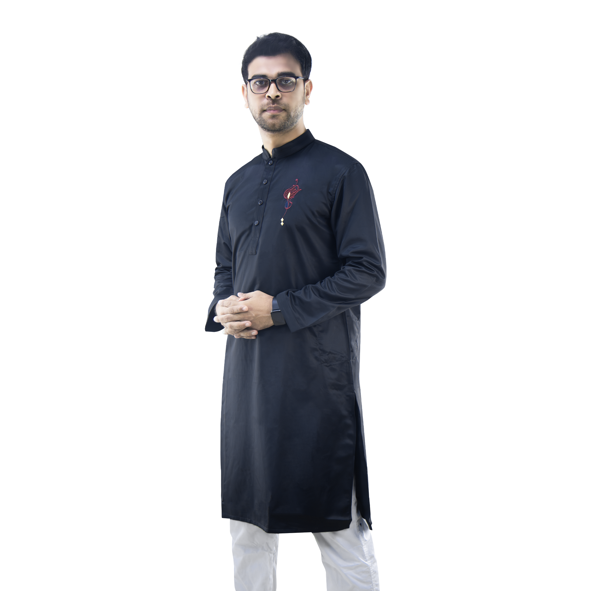 Outerwear Premium Embroidery Panjabi-AlCALLIGRAPHY PUNJABI-TROPICAL SUITING TWILL FABRIC A11Saber (Copy) (Copy)