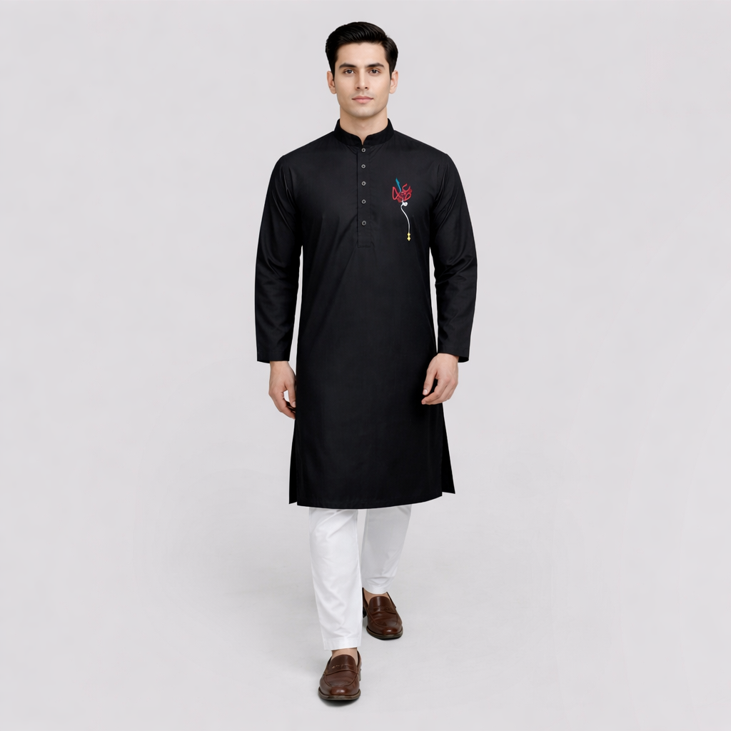 Outerwear Premium Embroidery Panjabi-CALLIGRAPHY PUNJABI