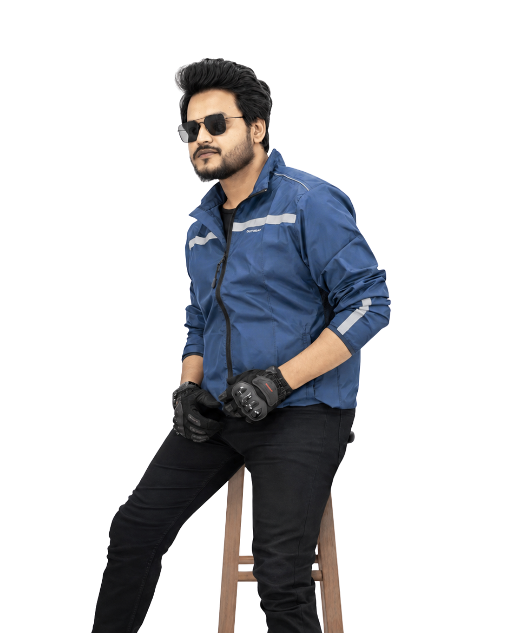 Premium Biker Windbreaker for Men’s - Steel Blue