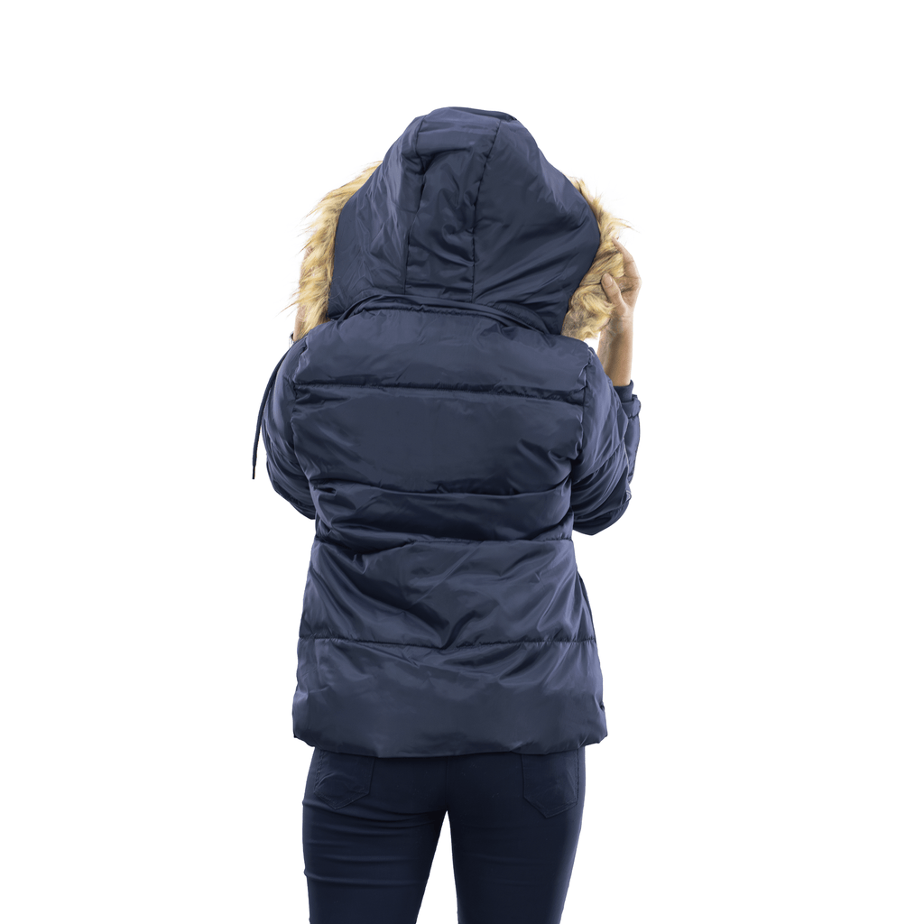 Premium Winter Ladies Jacket With Fa Hood-LIVIA NAVY