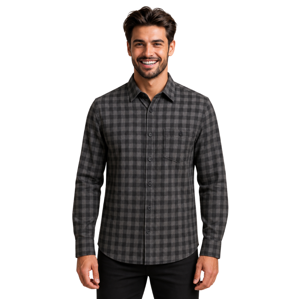 Stylish Gents Full Sleeve Check Shirt – Black