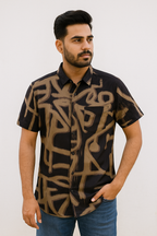 Men's Half Sleeve Printed Shirt – Coffee