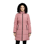 Women's Knee Length Puffer Women Long Sleeve Hooded jacket F&F pink
