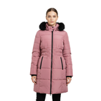 Women's Knee Length Puffer Women Long Sleeve Hooded jacket F&F pink