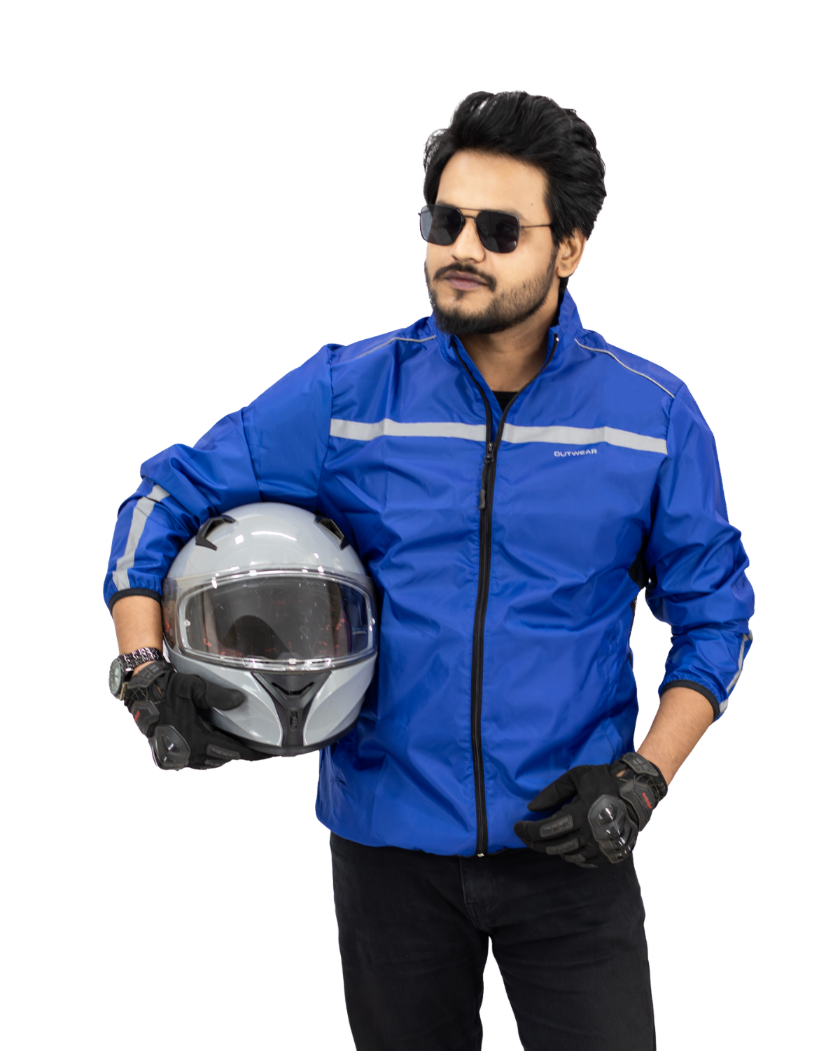 Premium Biker Windbreaker for Men’s-Windy Blue