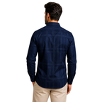 Men's Navy Blue Printed Shirt - Full Sleeve Stylish Casual Shirt for Men