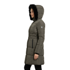 Women's Knee Length Puffer Women Long Sleeve Hooded jacket F&F Olive