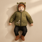 Kid's High Quality Premium Padding Jacket - Toddler Cat face Olive