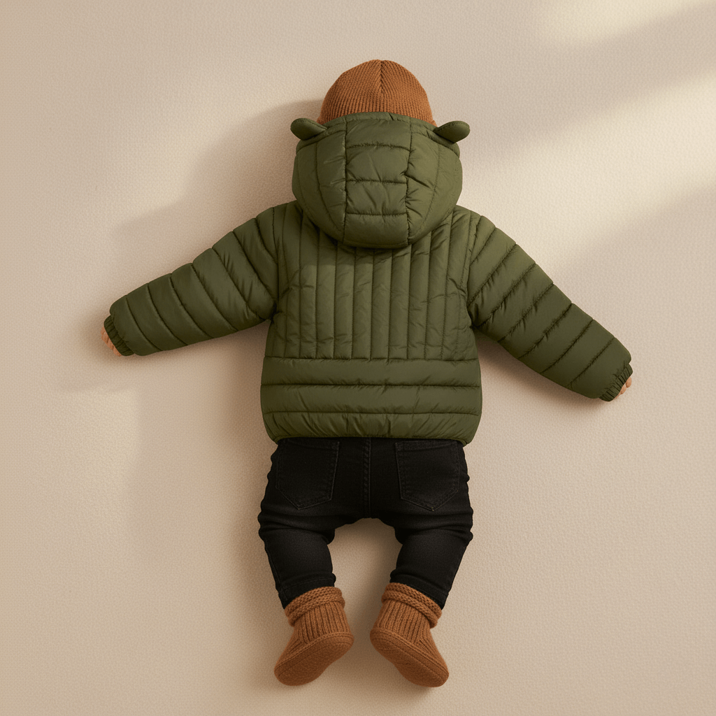 Kid's High Quality Premium Padding Jacket - Toddler Cat face Olive