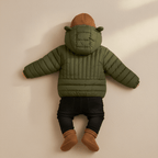 Kid's High Quality Premium Padding Jacket - Toddler Cat face Olive