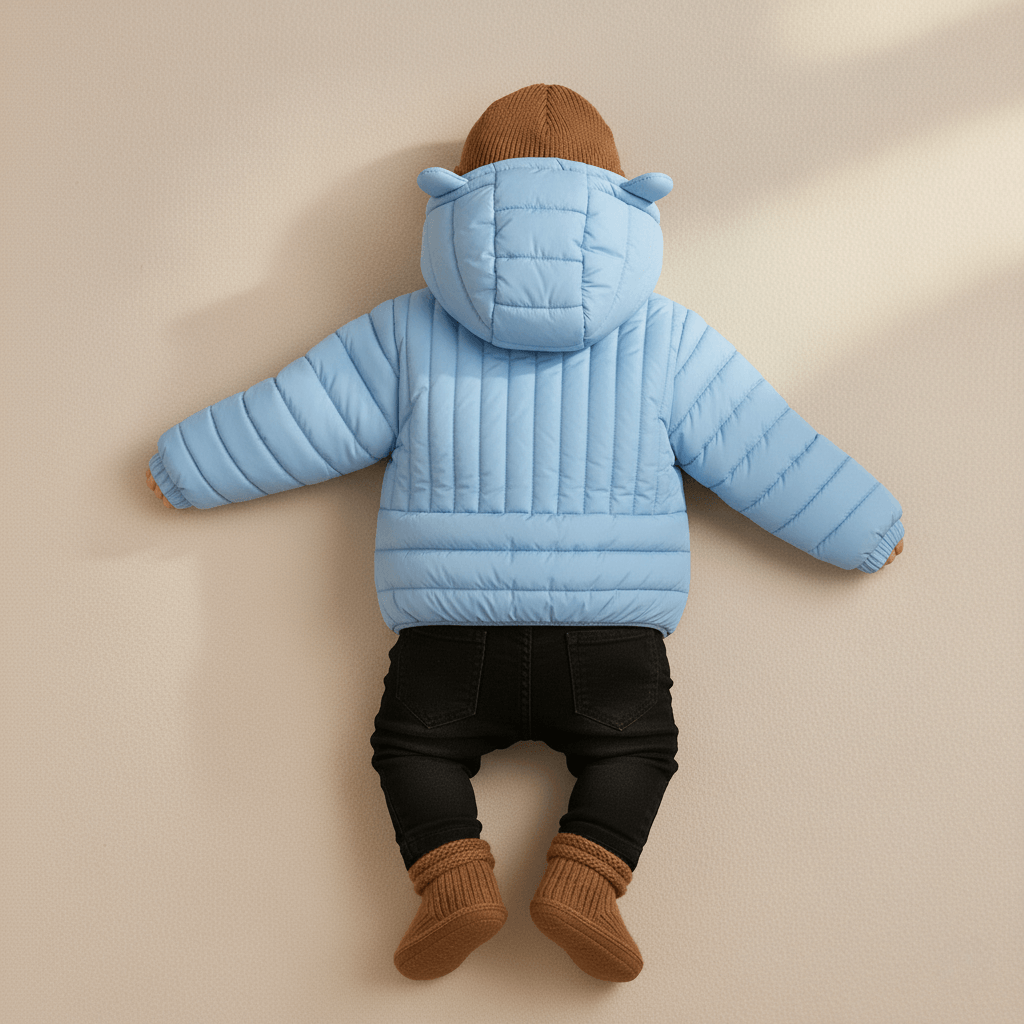 Kid's High Quality Premium Padding Jacket - Toddler Cat face Sky blue