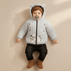 Kid's High Quality Premium Padding Jacket - Toddler Cat face Stone White