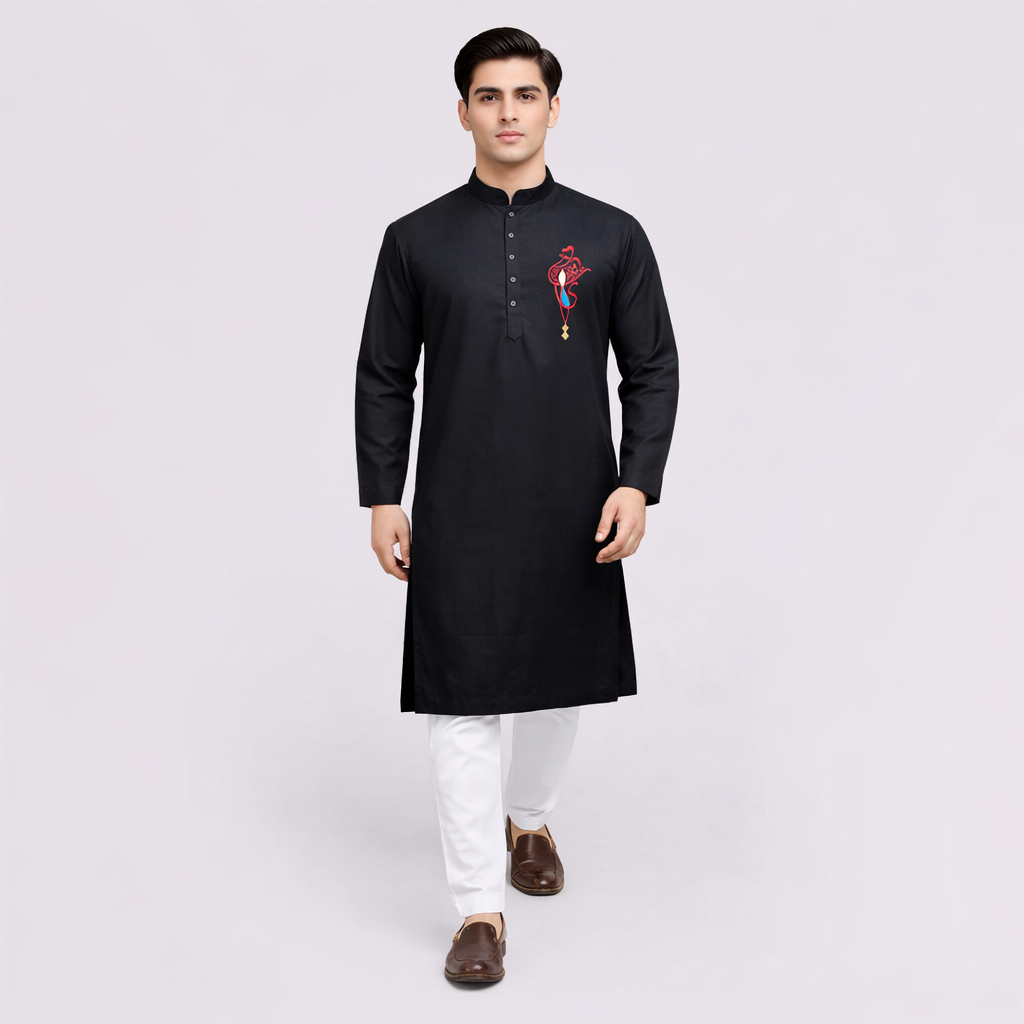 Outerwear Premium Embroidery Panjabi-CALLIGRAPHY PUNJABI