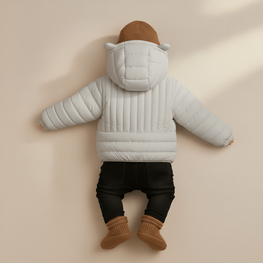 Kid's High Quality Premium Padding Jacket - Toddler Cat face Stone White