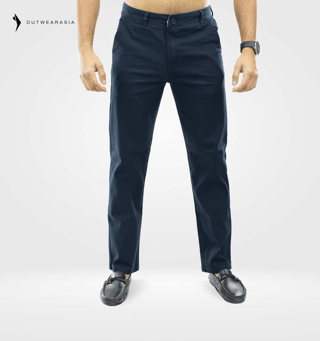 Outwear- Men's Twill Chino Pant Long Semi Narrow - Navy