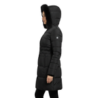 Women's Knee Length Puffer Women Long Sleeve Hooded jacket F&F black