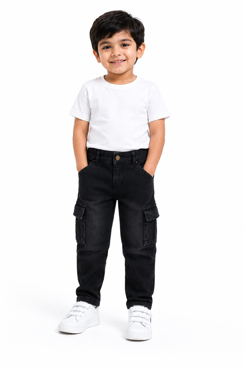 Boys Black Cargo Pants