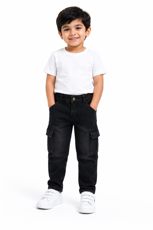 Boys Black Cargo Pants
