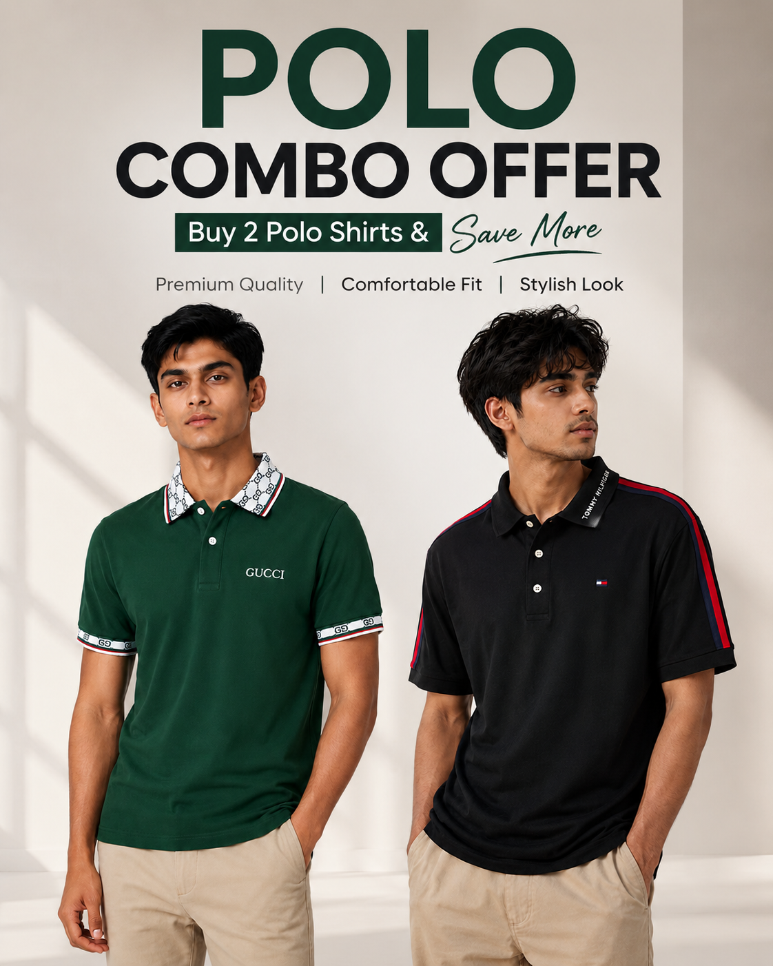 Men’s Premium Polo Shirt Combo – Green & Black