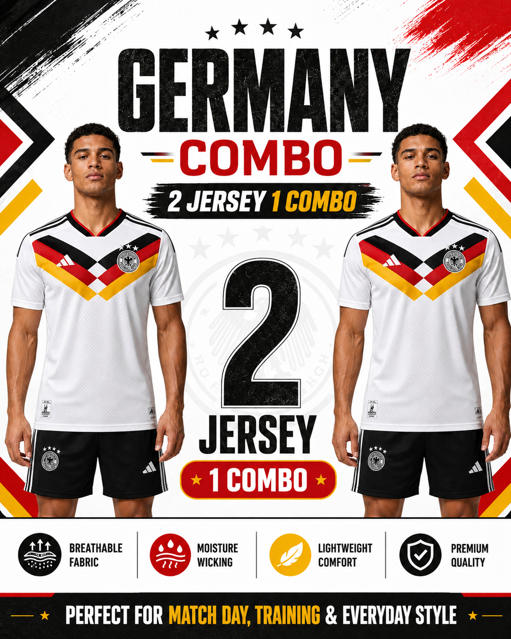 Germany Football Jersey Combo Set – 2 Jersey 1 Combo