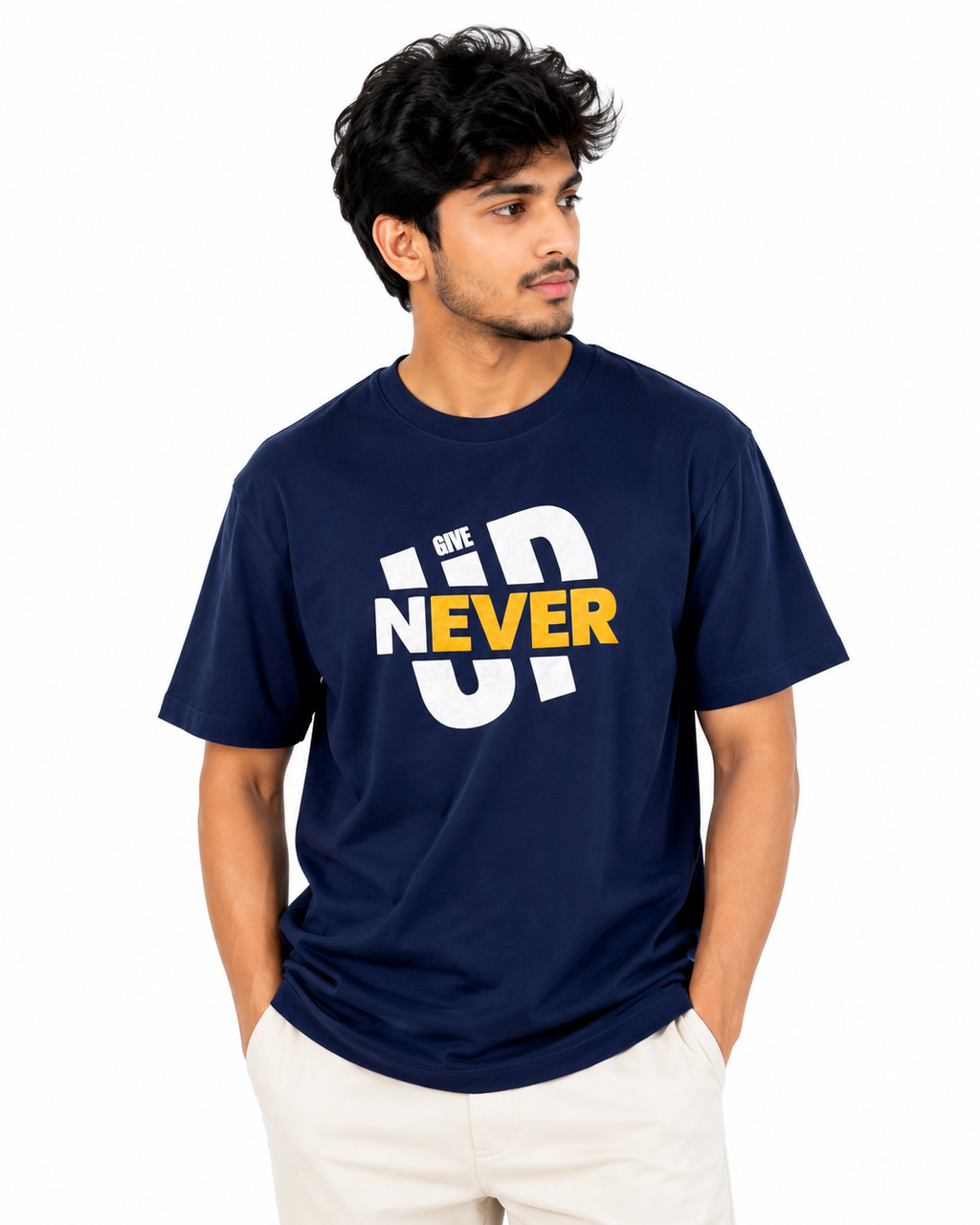 Never Give Up Drop-Shoulder T-Shirt