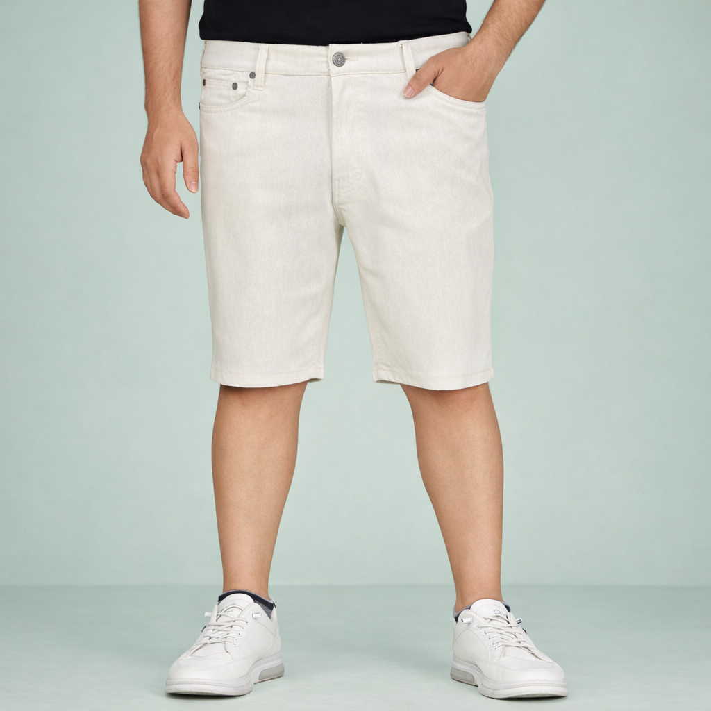 Men’s Light Beige Cotton Chino Shorts – Slim Fit Casual Summer Shorts