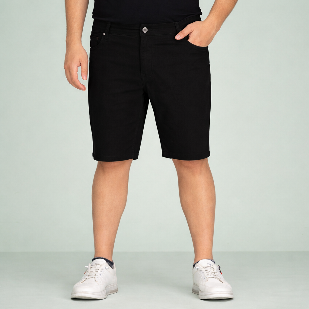 Men’s Classic Black Cotton Chino Shorts – Slim Fit Casual Summer Shorts