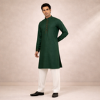 Men’s Green Clssic Embroidered Punjabi Taqwdeer-1