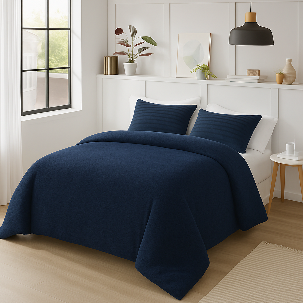 Sherpa Comfortable Stylish Comforter Navy