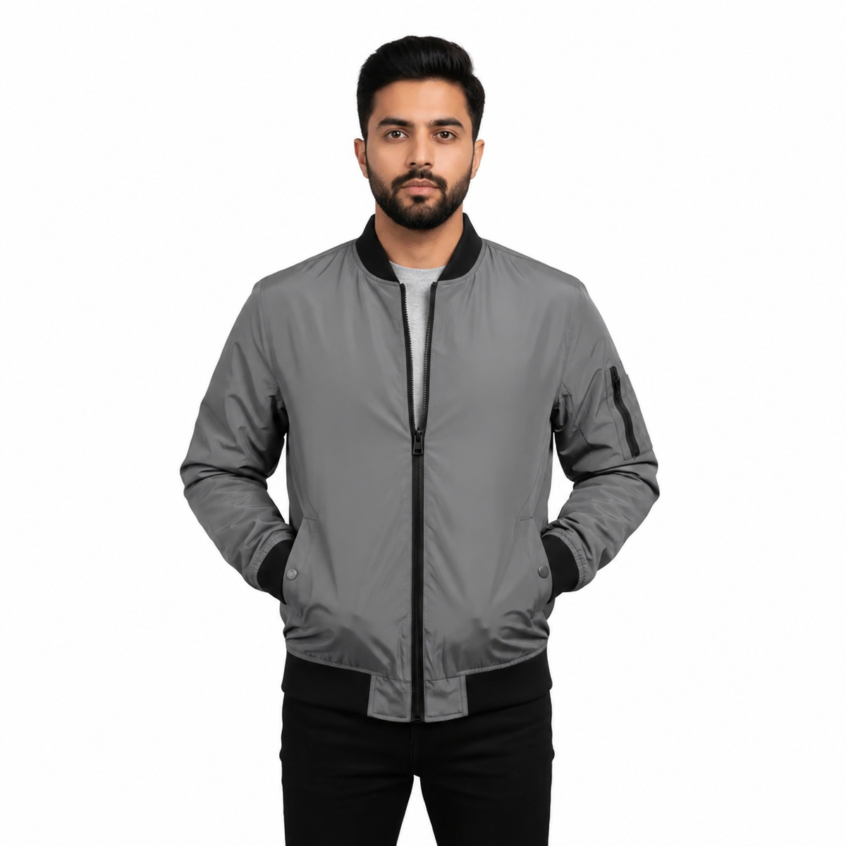 Men's Premium jacket Vision Bomber_Light grey