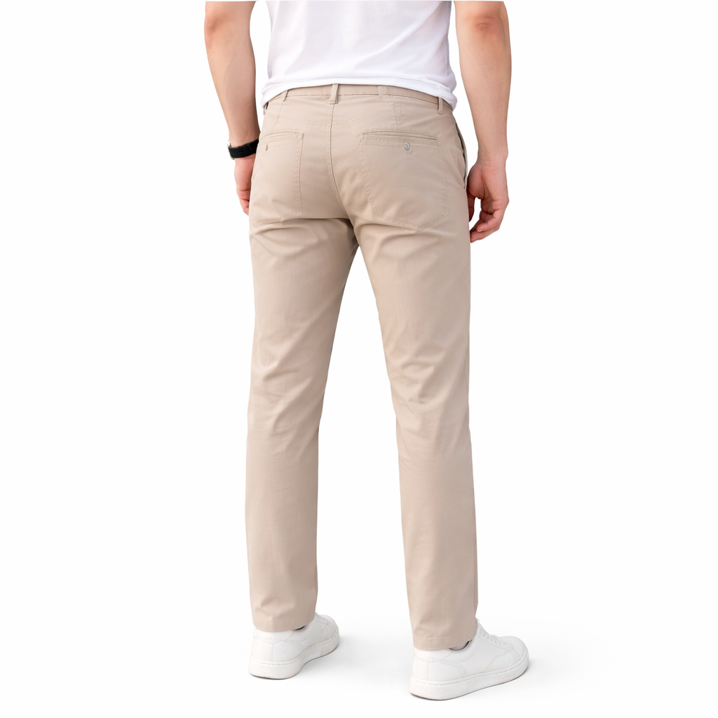 Men’s Slim Fit Beige Stretch Chinos – Classic Smart Casual Trousers