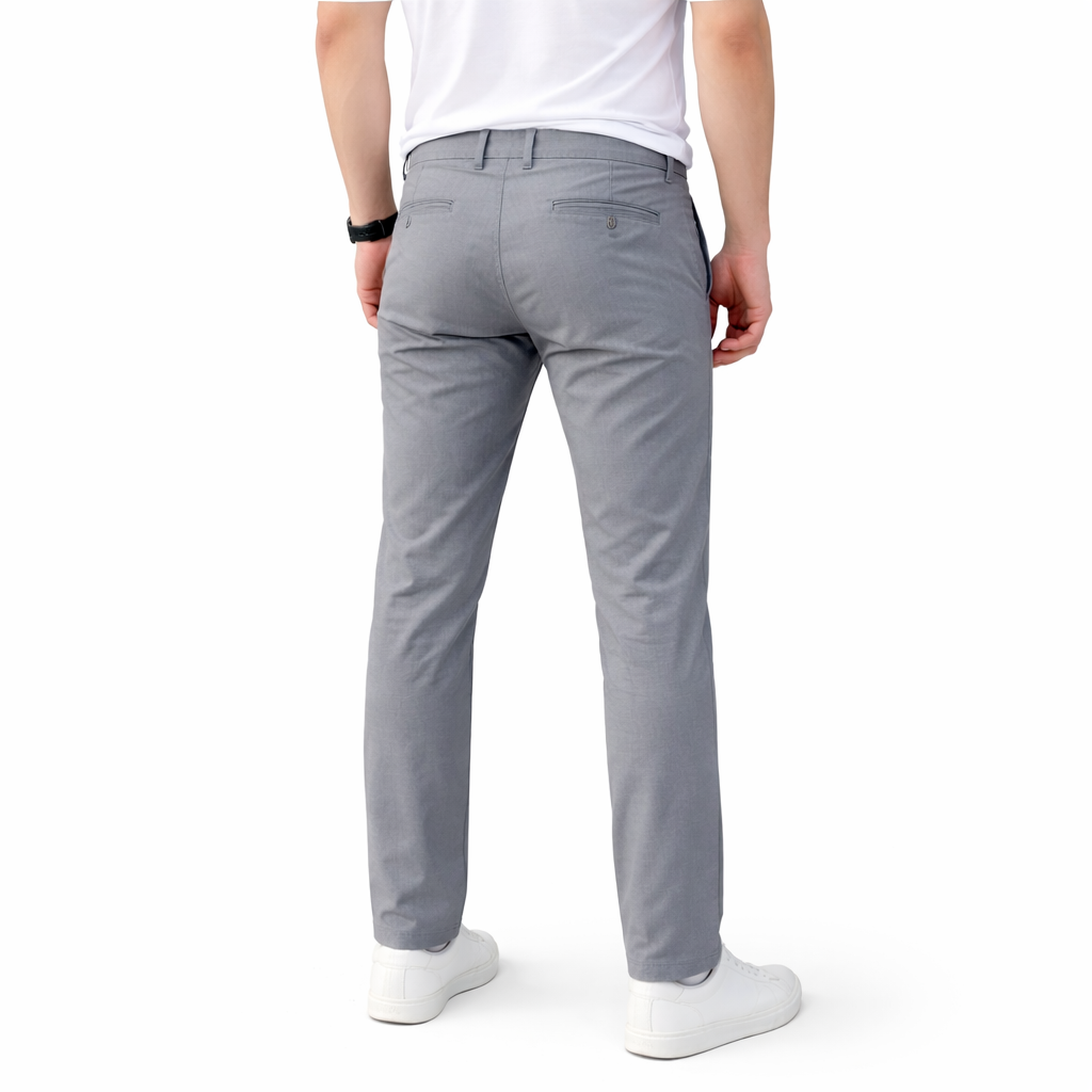 Men’s Slim Fit Light Grey Stretch Chinos – Modern Smart Casual Pants