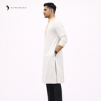 Outwear Exclusive Cotton Embroidery Panjabi- A3_White