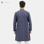 Outwear Men's Exclusive Embroidered Cotton Panjabi- D25_Printed Navy