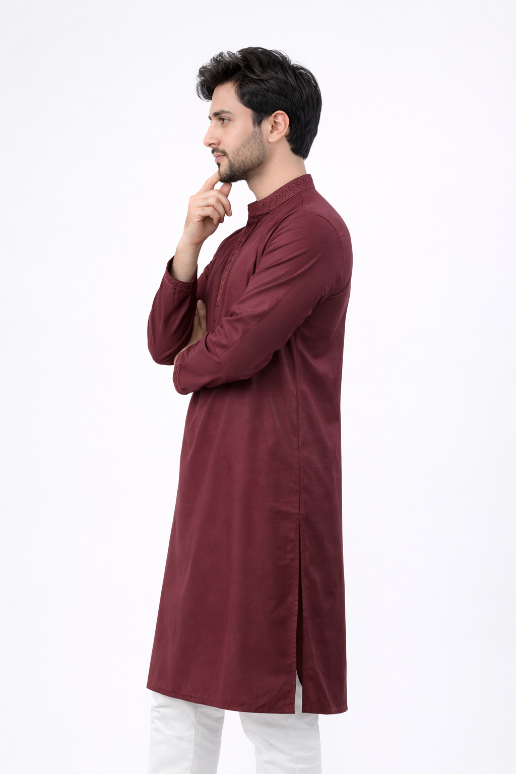 Outwear Men's Exclusive Embroidered Cotton Panjabi- D30