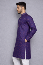 Outwear Men's Exclusive Embroidered Cotton Panjabi- D25_Printed Purple