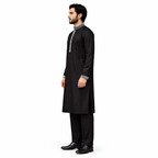 Outwear Men's Exclusive Embroidered Cotton Panjabi- D27_Black
