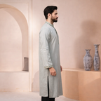 Outwear Men's Exclusive Embroidered Cotton Panjabi- D27_Light Olive