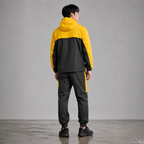 Men’s Waterproof Hooded Raincoat Set Black&Yellow