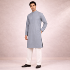 Men’s Grey Clssic Embroidered Punjabi Taqwdeer-1