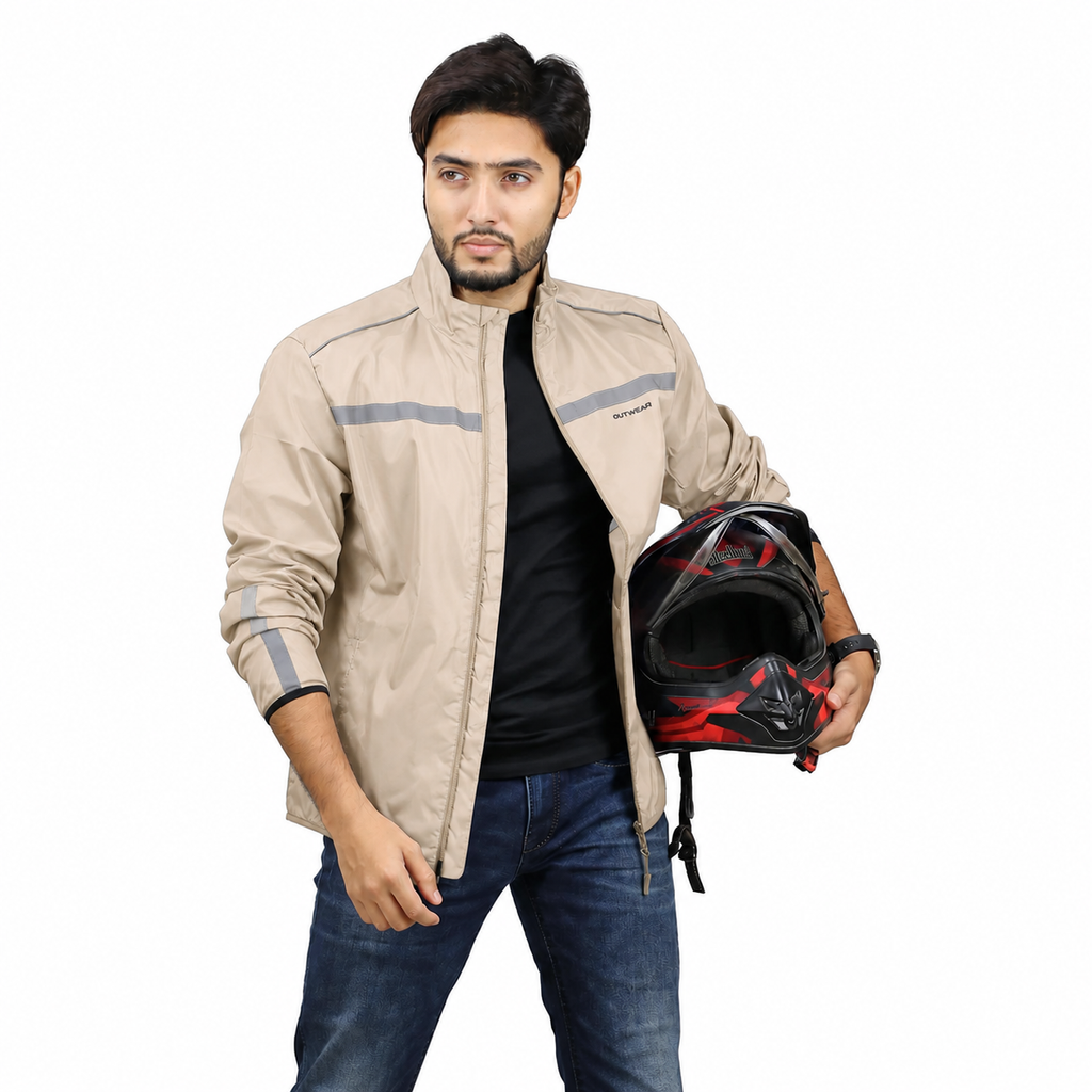 Premium Biker Windbreaker for Men’s - Windy Stone White