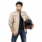Premium Biker Windbreaker for Men’s - Windy Stone White