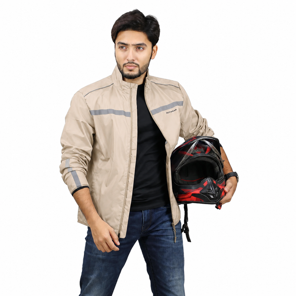 Premium Biker Windbreaker for Men’s - Windy Stone White