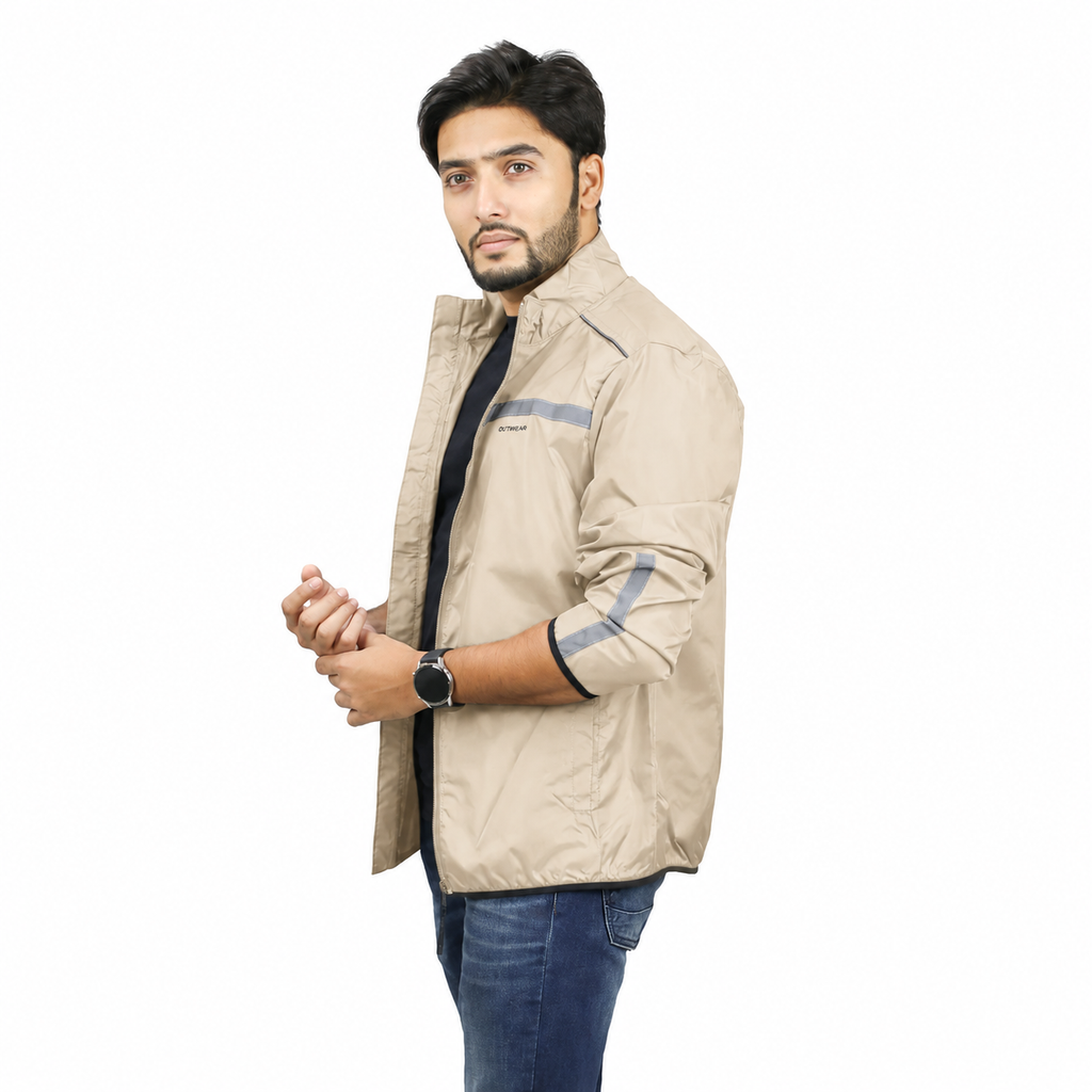 Premium Biker Windbreaker for Men’s - Windy Stone White