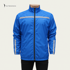 Premium Biker Windbreaker for Men’s With Printed Reflective, More Elasticity RIB & Raglan Collar- Gusty Blue
